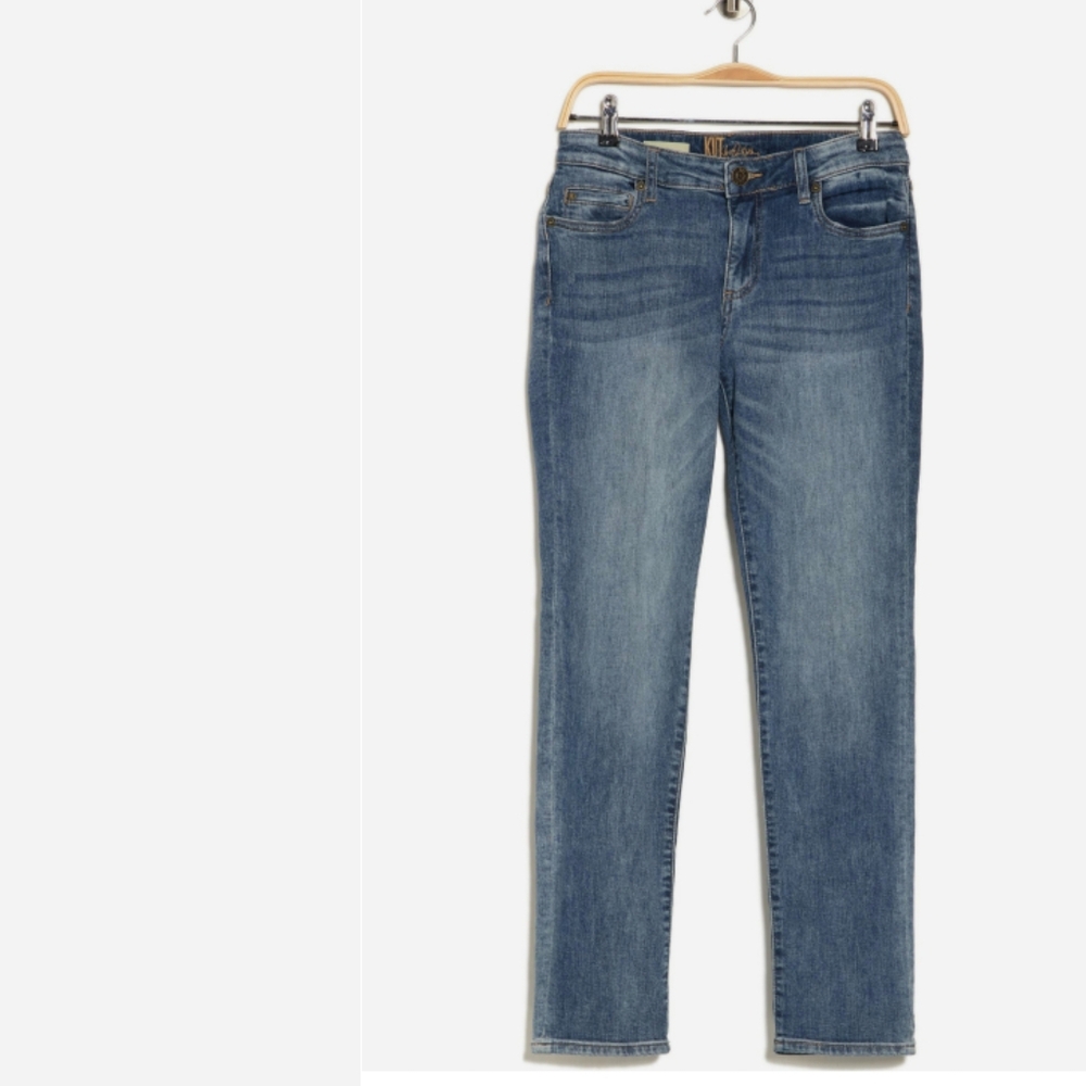 KUT FROM THE KLOTH "Katy" Mid Rise Boyfriend Jeans, Nemesia Clean Wash, Size 14